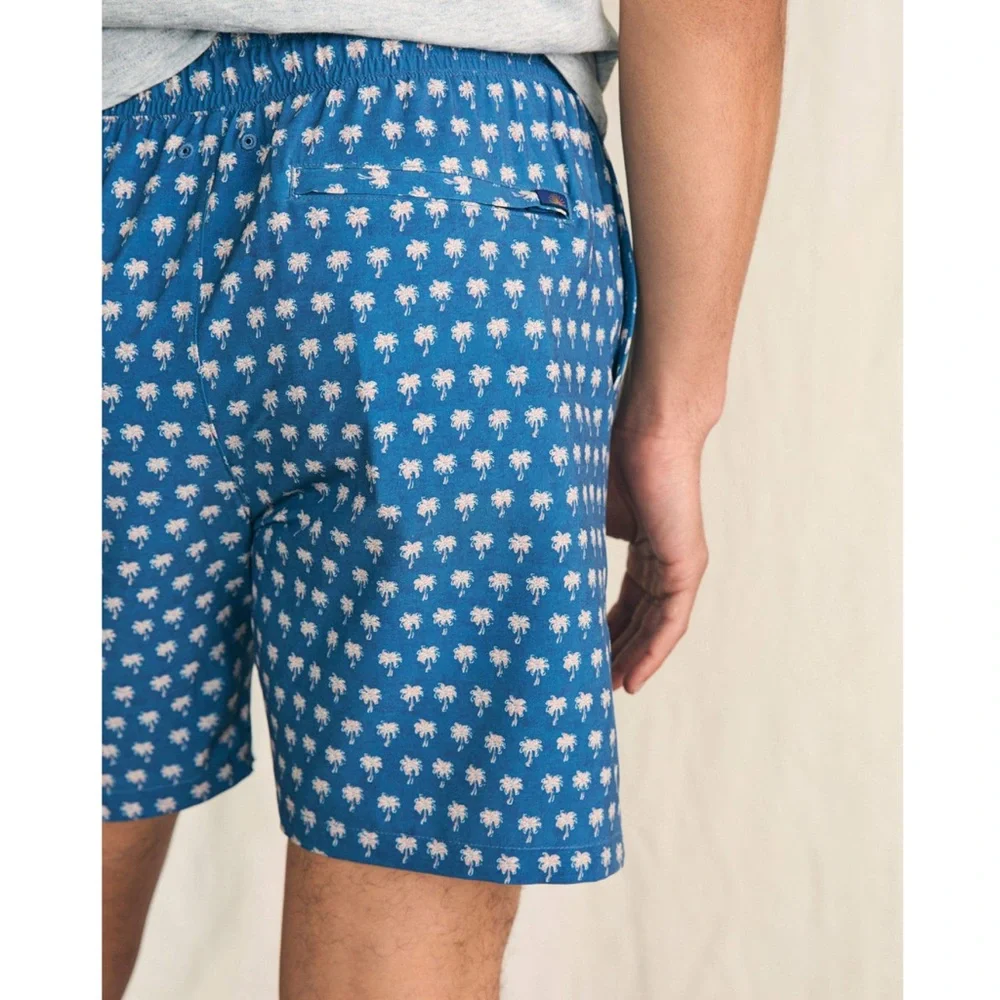 Faherty Men’s Shorelite Active Swim Short in Navy Block Palm XXL